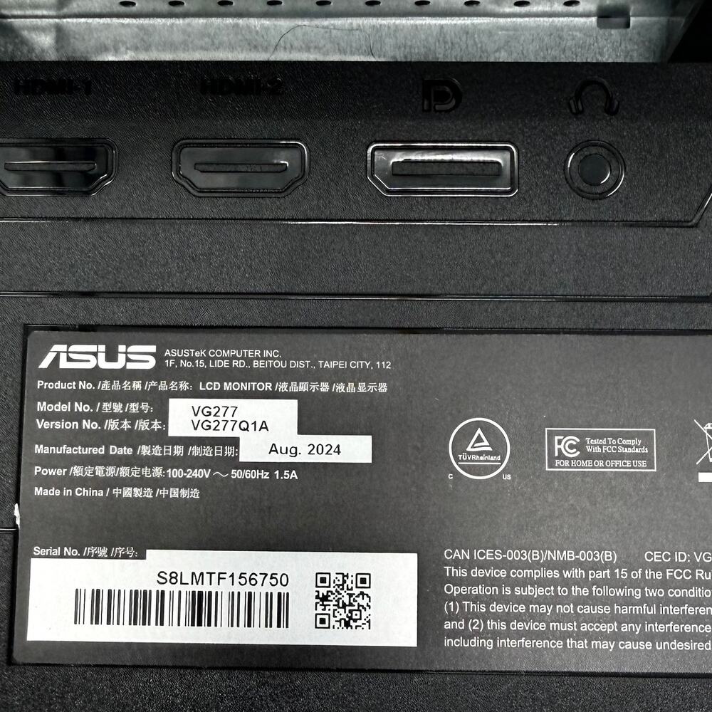 ASUS TUF VG27Q1A 27" 165Hz Gaming Monitor FOR PARTS Broken LCD Power Works - Picture 5 of 10